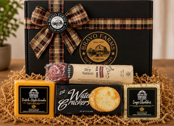 Holiday Snack Pack with Dutch-style gouda, sage cheddar, water crackers and dry salami