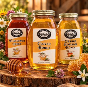 Bravo Farms Wildflower, Clover and Orange Blossom Honey in 1 lb jars