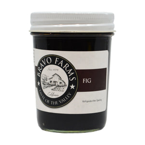Fig jam in a Bravo Farms jar