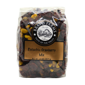 Pistachio cranberry mix in a 14 oz Bravo Farms bag