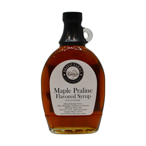 Maple Praline syrup in a 12 oz Bravo Farms bottle