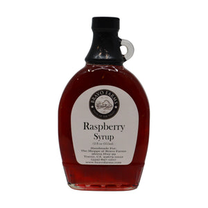 Whole Raspberry syrup in a 12 oz Bravo Farms bottle