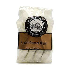 Yogurt covered Oreo cookies in a 7 oz Bravo Farms bag